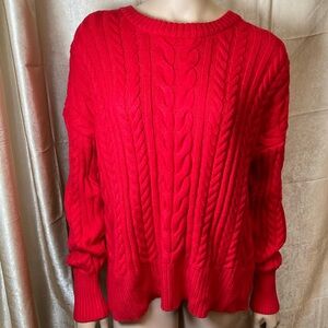 Philosophy Cable Knit Crew Neck Sweater in Red Apple, NWT
